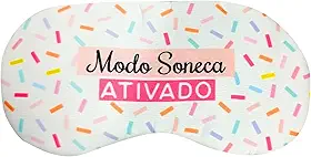 Máscara de Dormir com Gel Modo Soneca ativado Branco confete presente confortável elástico