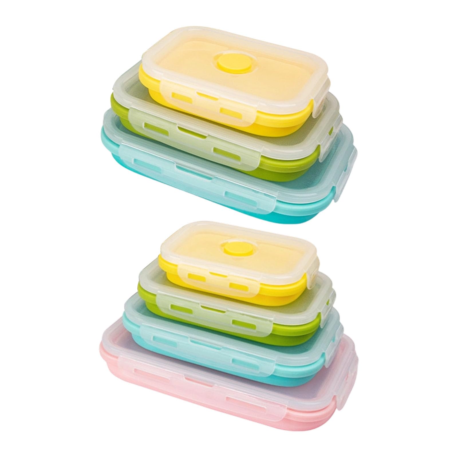 Set contenitori per pranzo pieghevoli con corpo in silicone, contenitori annidati e chiusura del coperchio per pasti giornalieri, preparazione, picnic Contenitori per alimenti pieghevoli per