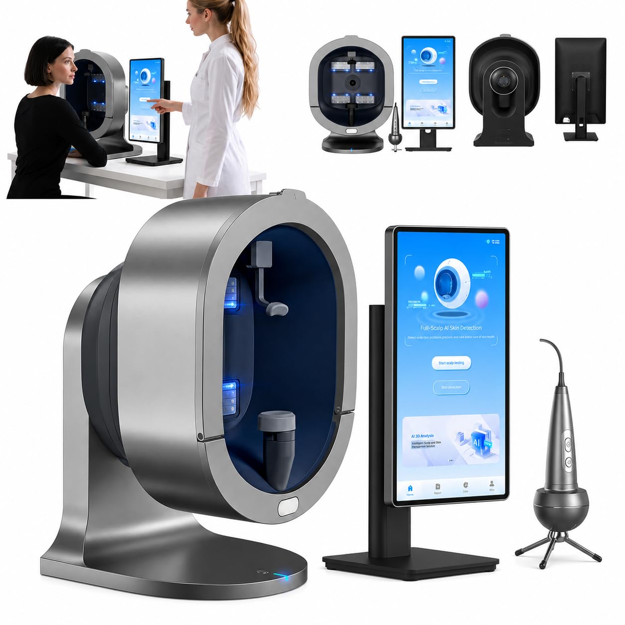 JSMDLN Ai Skin Analyzer - 13.3/21.5 Inch,3D Skin Analysis Machine Professional Facial, 36 Million Pixels, 8 Spectral Facial Moisture Analyzer For Beauty Salons, Skincare Centers 15.6in