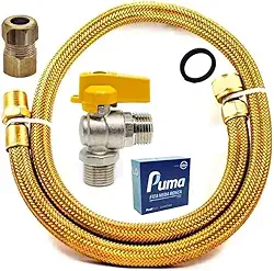 Kit Instalação de Gás Flexível, Mangueira 1,00m, Registro e Adaptador, Latão