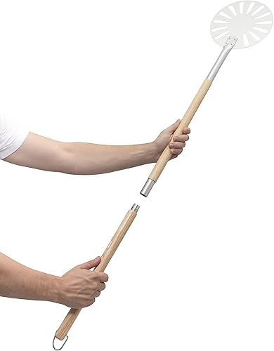 Miniatura 7 de Turning Pizza Peel - Paleta de aluminio perforado de 9 pulgadas con mango largo ajustable que se desprende para un fácil almacenamiento