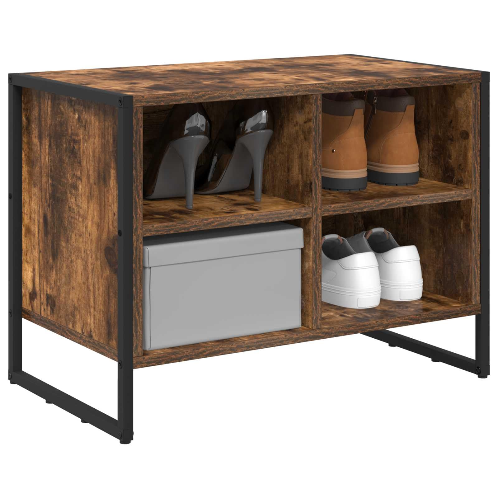 Schuhschrank Raucharbe aus Holzwerkstoff 60 x 35 x 44 cm, schmaler Schuhständer mit geschlossener Aufbewahrung, platzsparend für Flur Diele Eingangsbereich, stabiles Ordnungssystem
