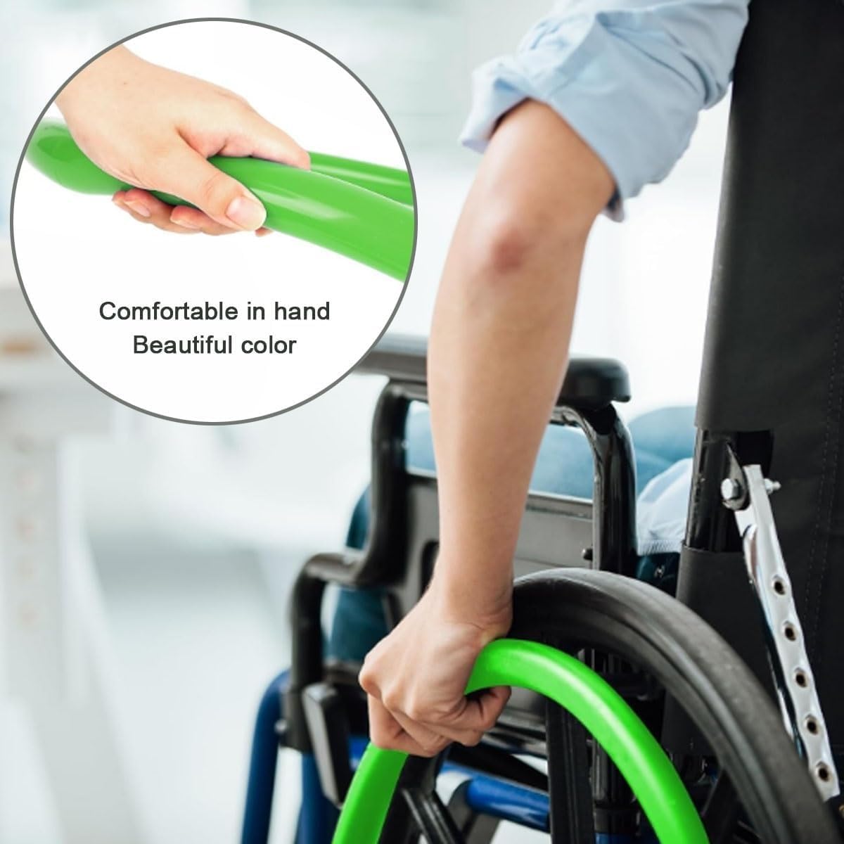 22/24 Zoll Radstuhl-Hinterradabdeckung, rutschfeste Silikon-Schiebefelgenabdeckungen für verbesserten Halt und Traktion, Schutzhülle für Rollstuhl, verschleißfeste Handschiebeabdeckung (1 Paar, 20,3