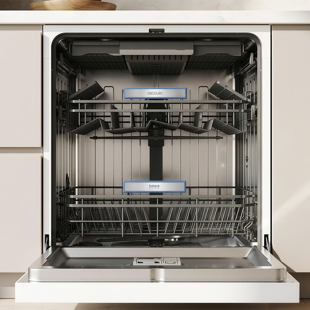 Cecotec Lavavajillas 60 cm Libre Instalación Bolero Aguazero 6550 | 16 Servicios, 3ª Bandeja Cubiertos, Motor Inverter Plus Duo, Control Touch, 12 Programas, Secado Autoapertura O2Dry