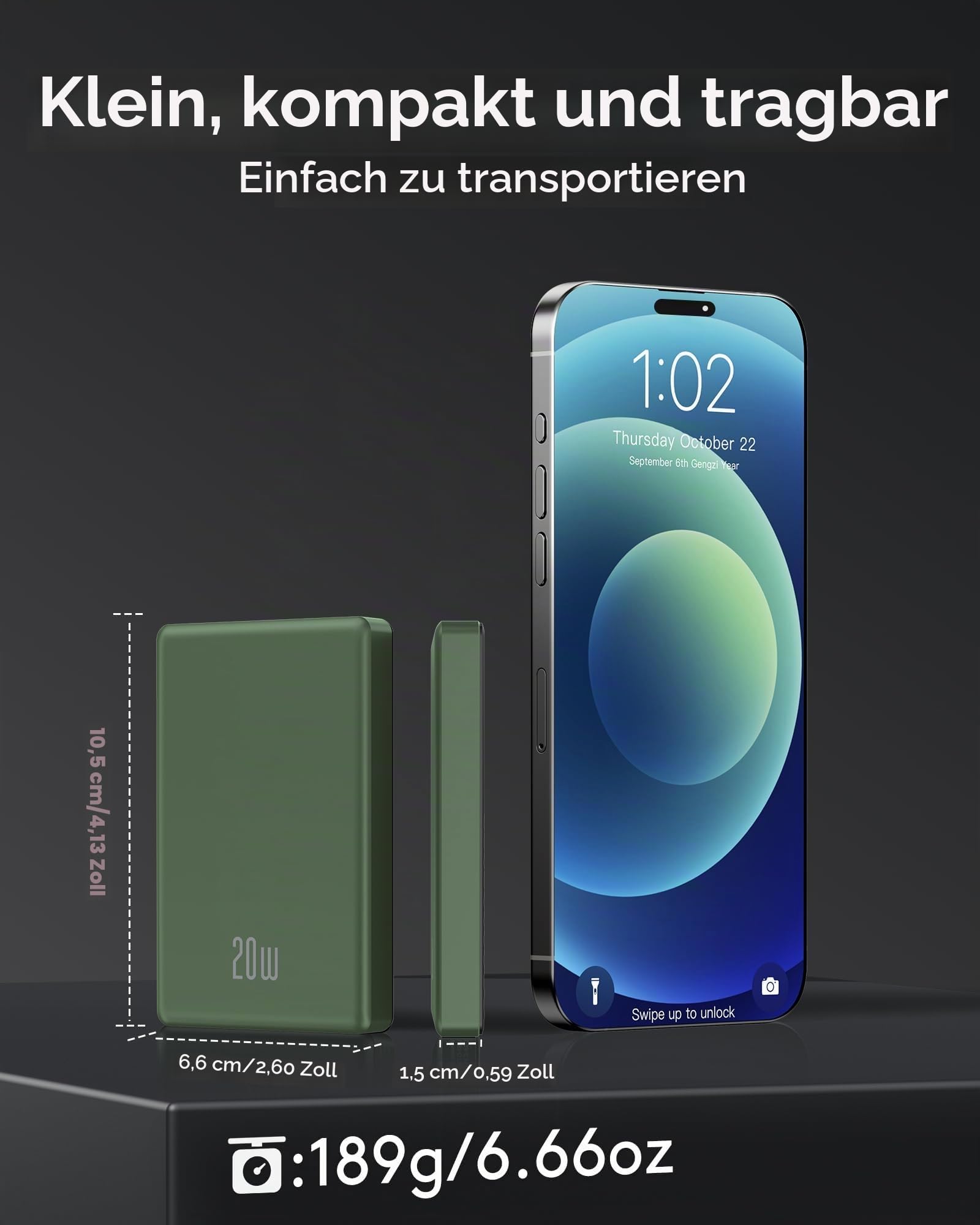 iPhone Powerbank für Magsafe, Dünn & Leicht 10000mAh Magnetische Power Bank – Ansicht 2