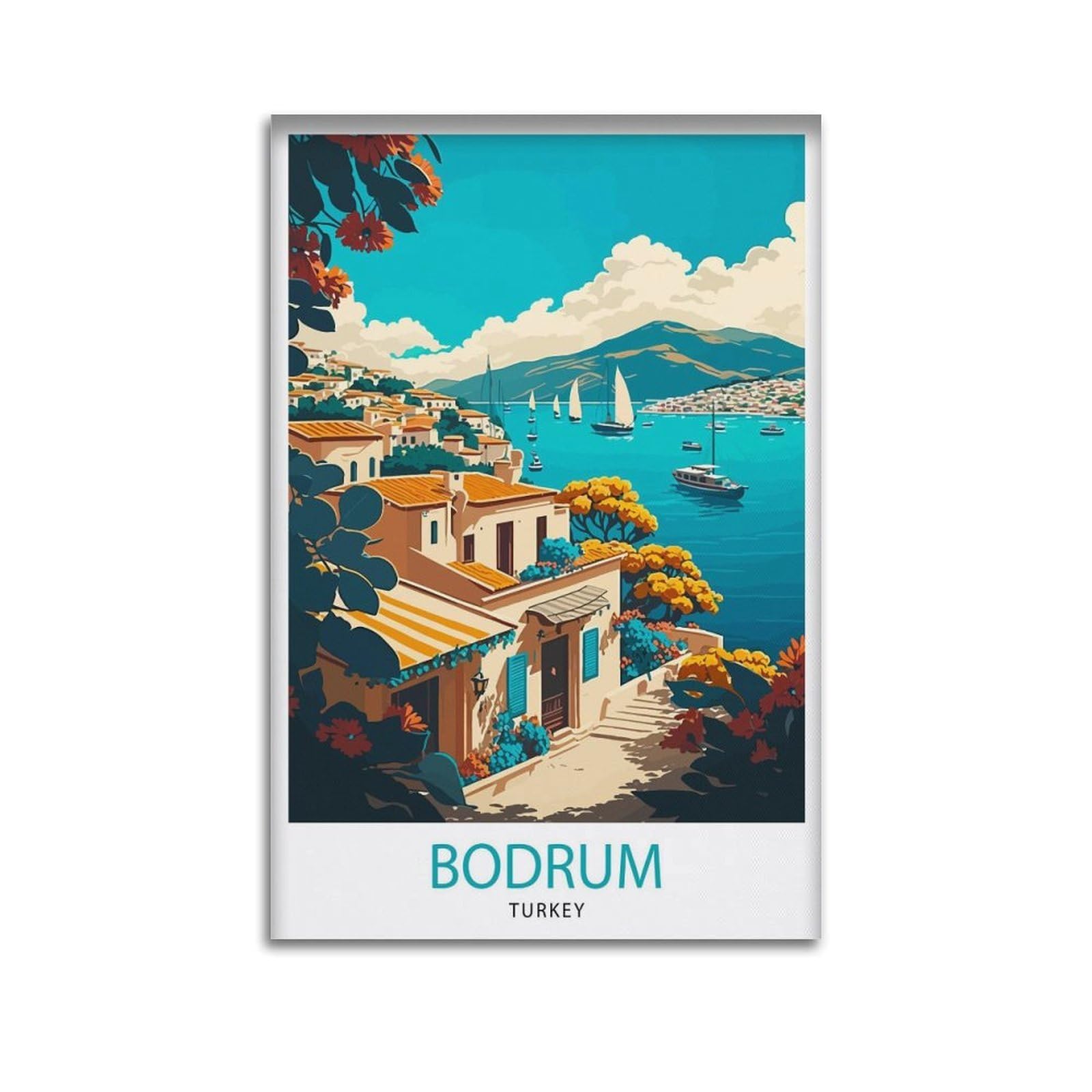 xiaoxiaoshen Bodrum Turkey Travel Ar Canvas Poster Wall Art Prints Room Aesthetic Murals Bedroom And Living Decorations 20x30inch(50x75cm)