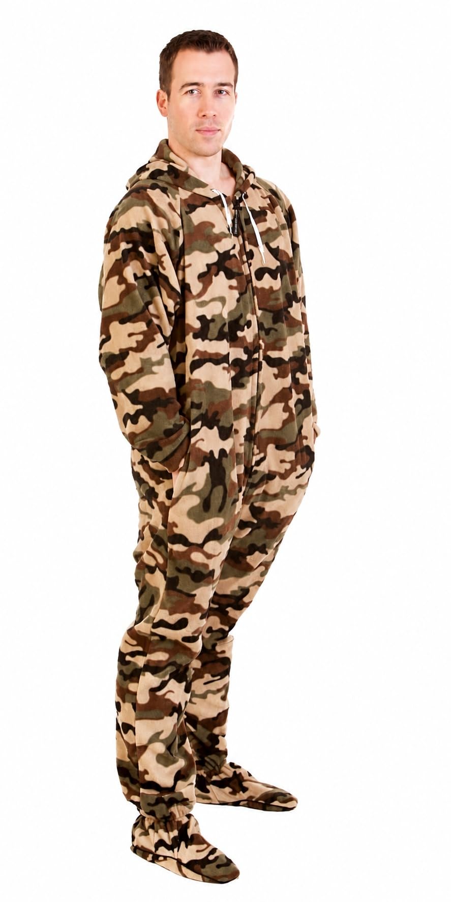 Forever Lazy Adult Onesie Pajamas, Footed Fleece One-Piece Unisex Lounge for Women and Men with Detachable Feet