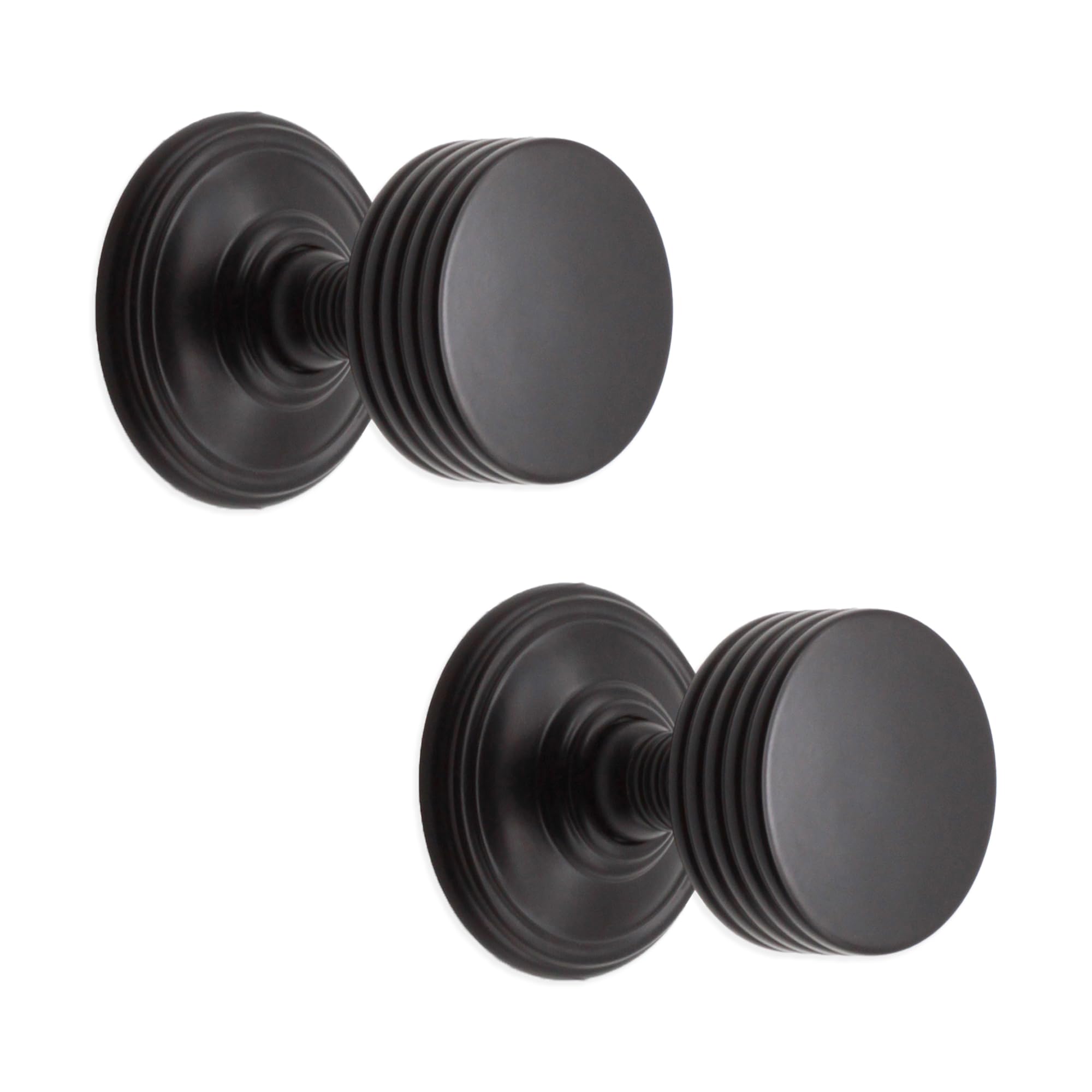 Boutons de porte ronds à mortaiser noir mat vintage pour porte bois 60mm
