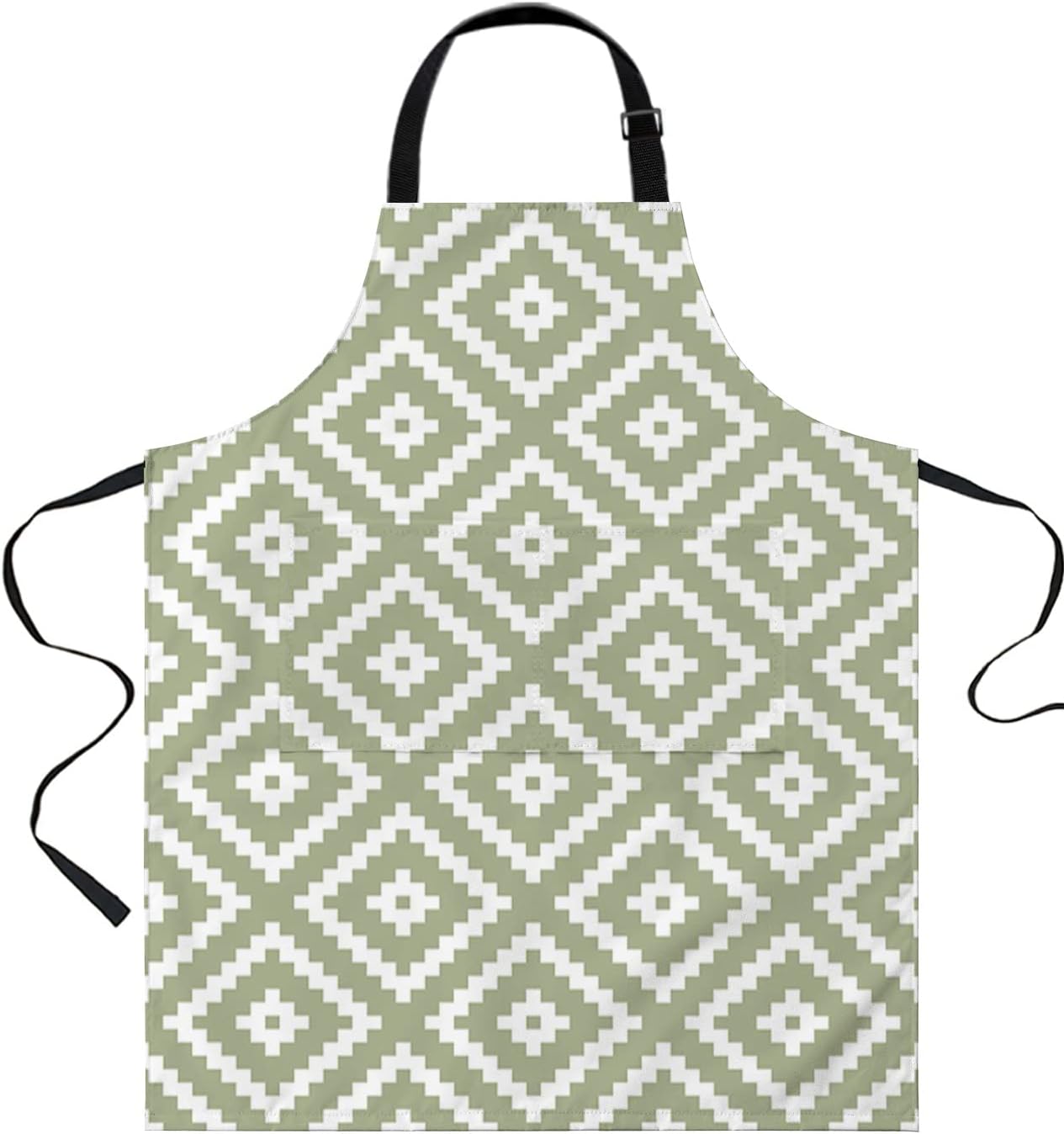 LEOKOTI Sage Green Geometric Aprons for Women Men with 2