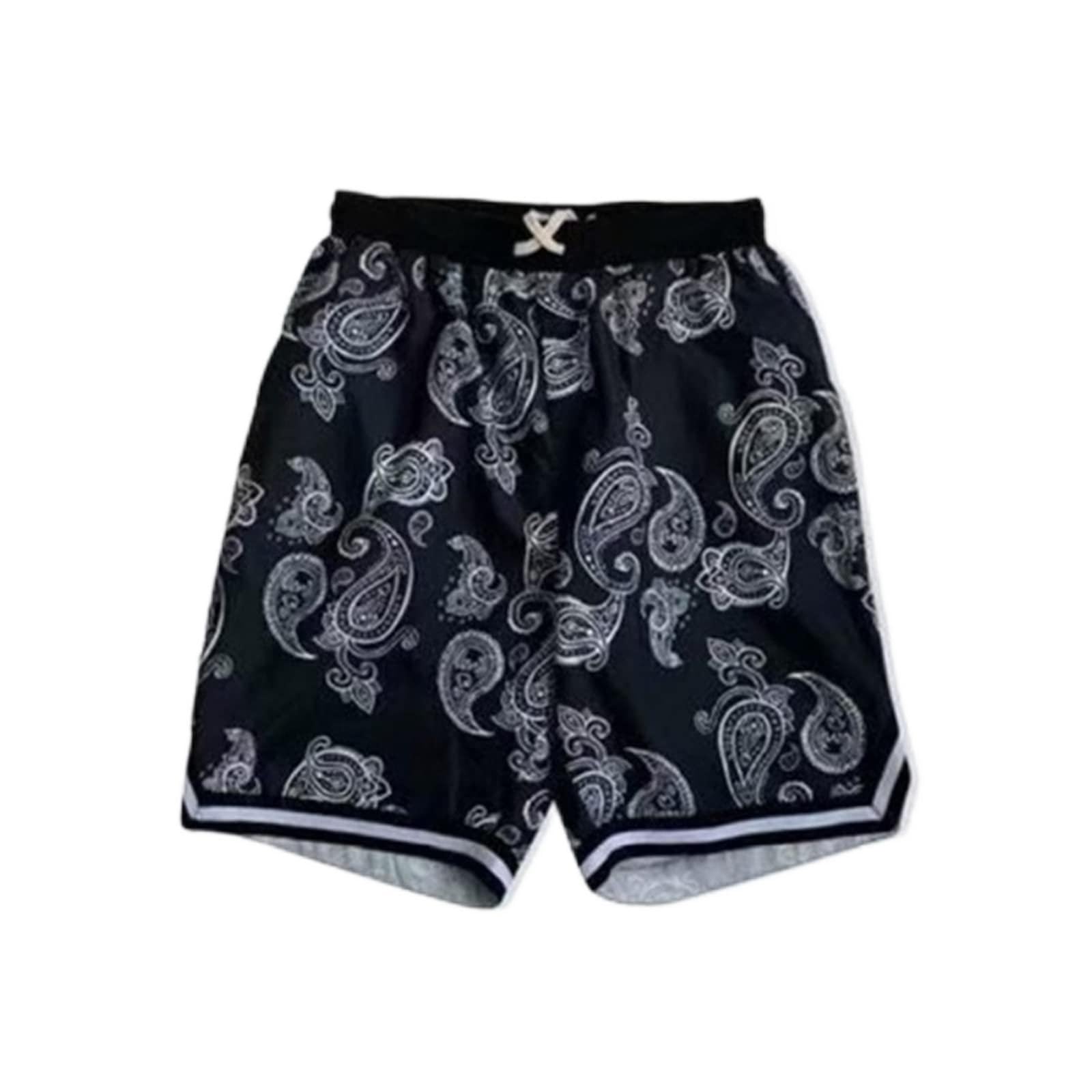 Shorts for Men HipHop Shorts Men Bandana Oversized Loose Drawstring Summer Short Man Hip Hop Straight Casual Beach Short Pants