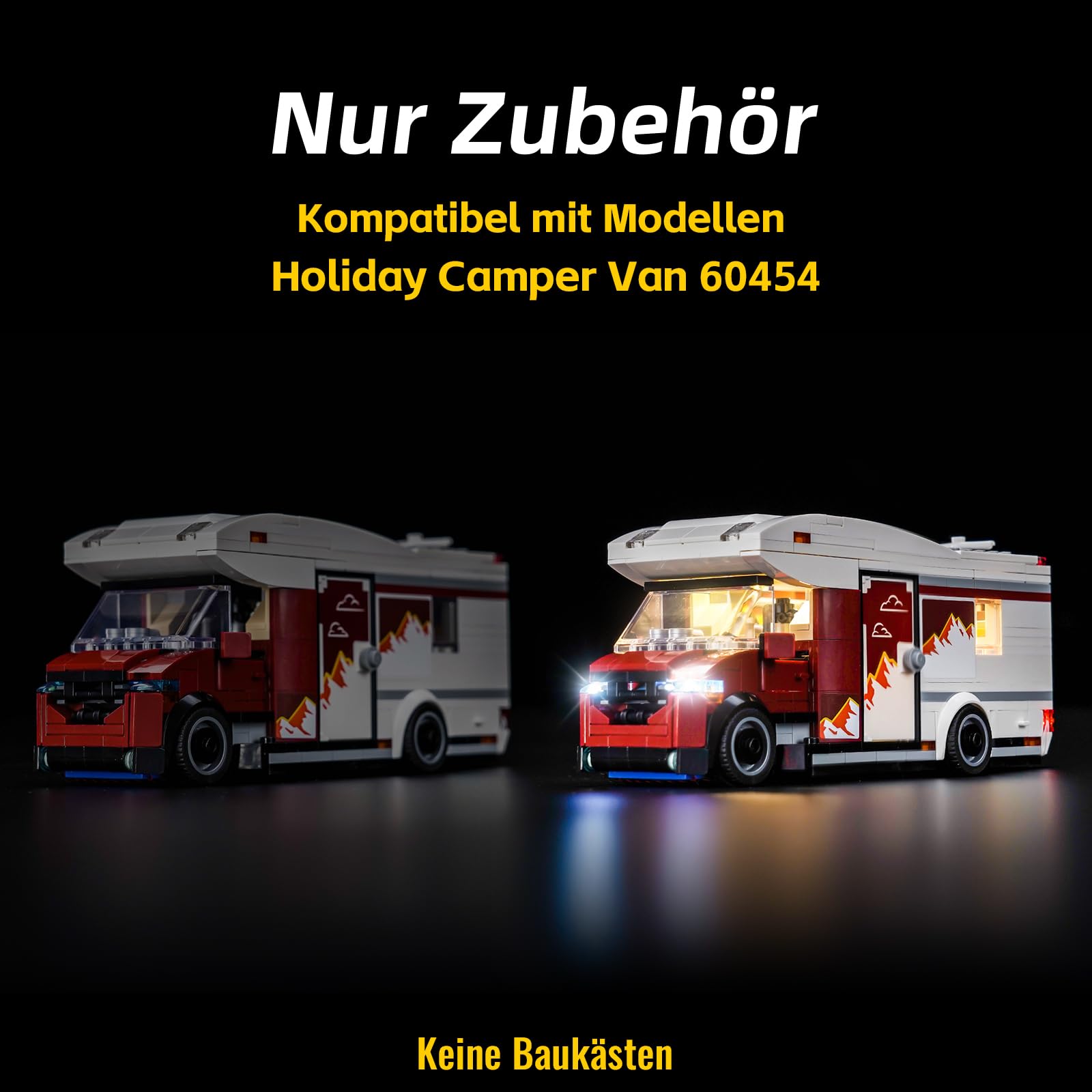Zestaw świateł LED kompatybilny z Lego Holiday Adventure Camper Van 60454 (nie jest to model), zestaw oświetleniowy kompatybilny z Lego Holiday Adventure Camper Van kreatywna zabawka
