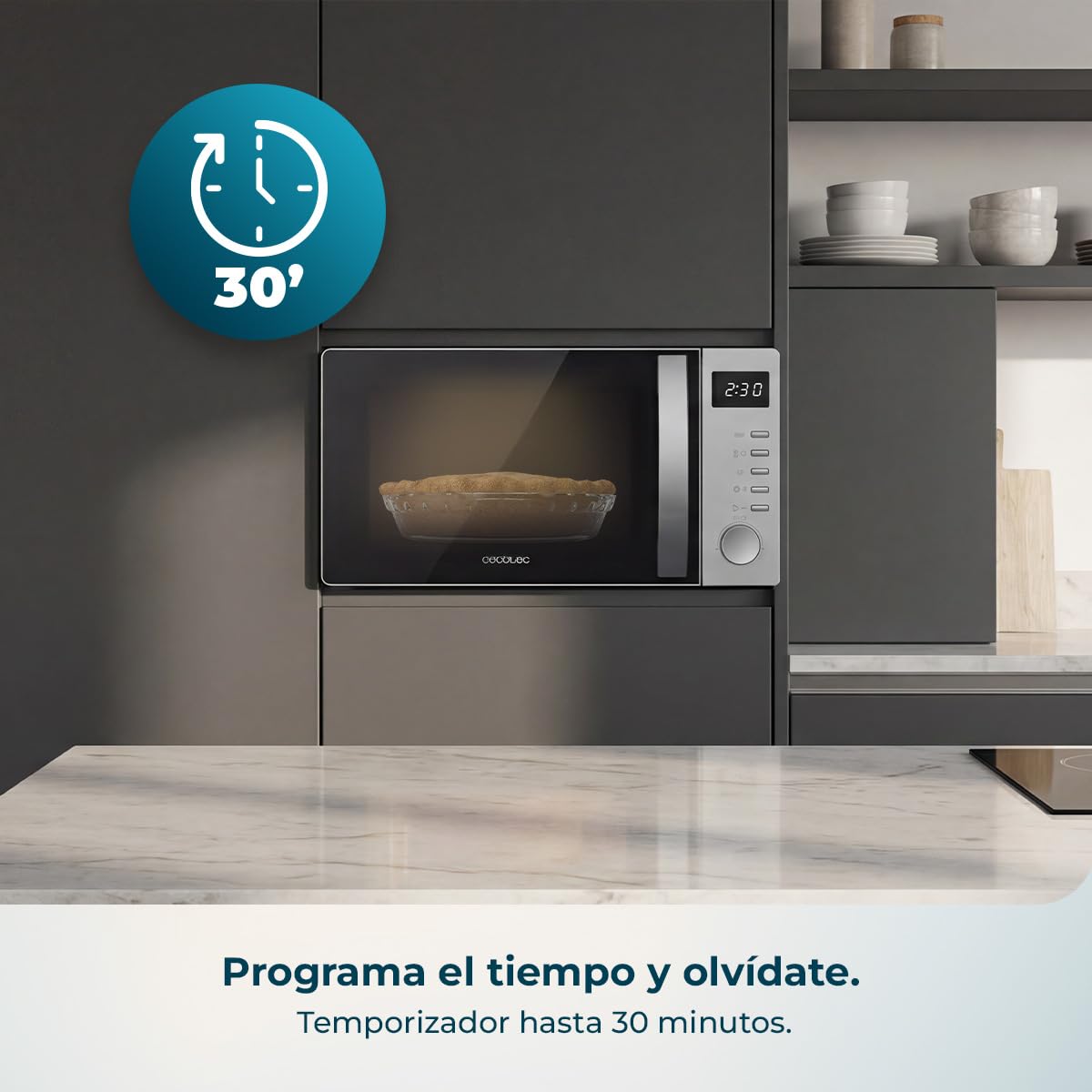 Cecotec Microondas Digital Proclean 5005 Silver 700W 20L 3DWave 5 Niveles Potencia Temporizador 30 Min Descongelación