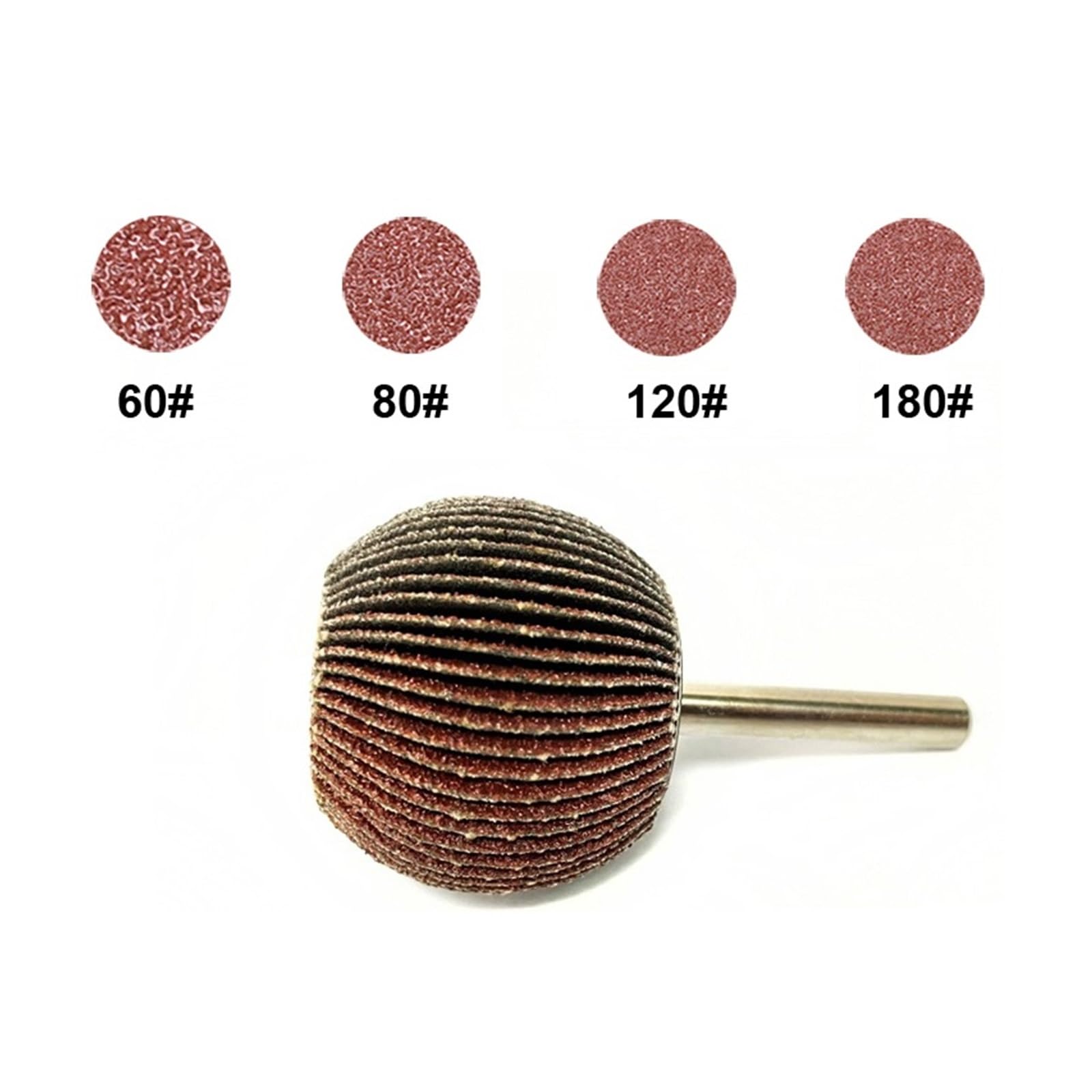5 szt. sferycznych krążków ściernych z papierem ściernym o gradacji 60-120, obrotowych narzędzi ściernych do polerowania(D50x6mm,180 Grit)
