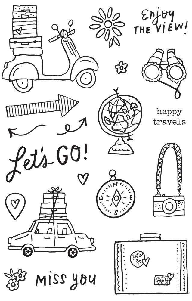 Safe Travels tampons transparents scrapbooking thématique vacances