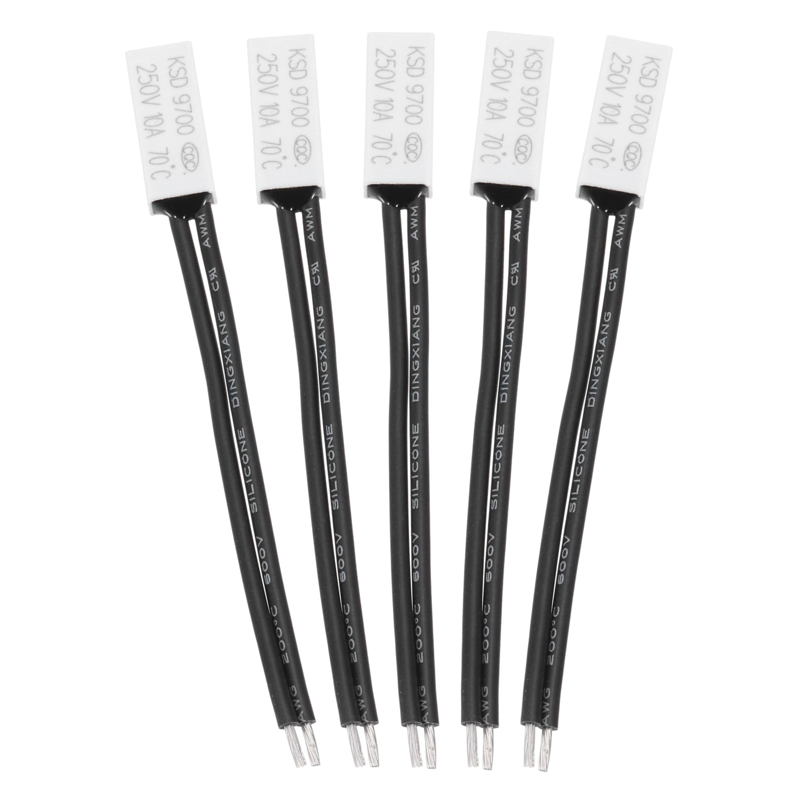5x KSD9700 Thermoschalter NC 250V 10A – 50°C, Normalerweise Geschlossen, Kunststoffgehäuse, Für Motoren & Geräte