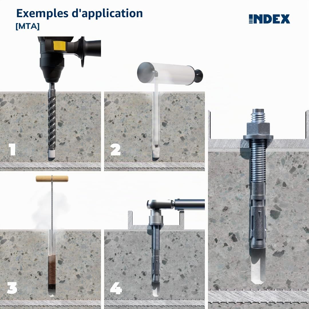 Index Fixing Systems MTA Lot de 50 fixations mâle pour charges élevées (zinguées), AM12180