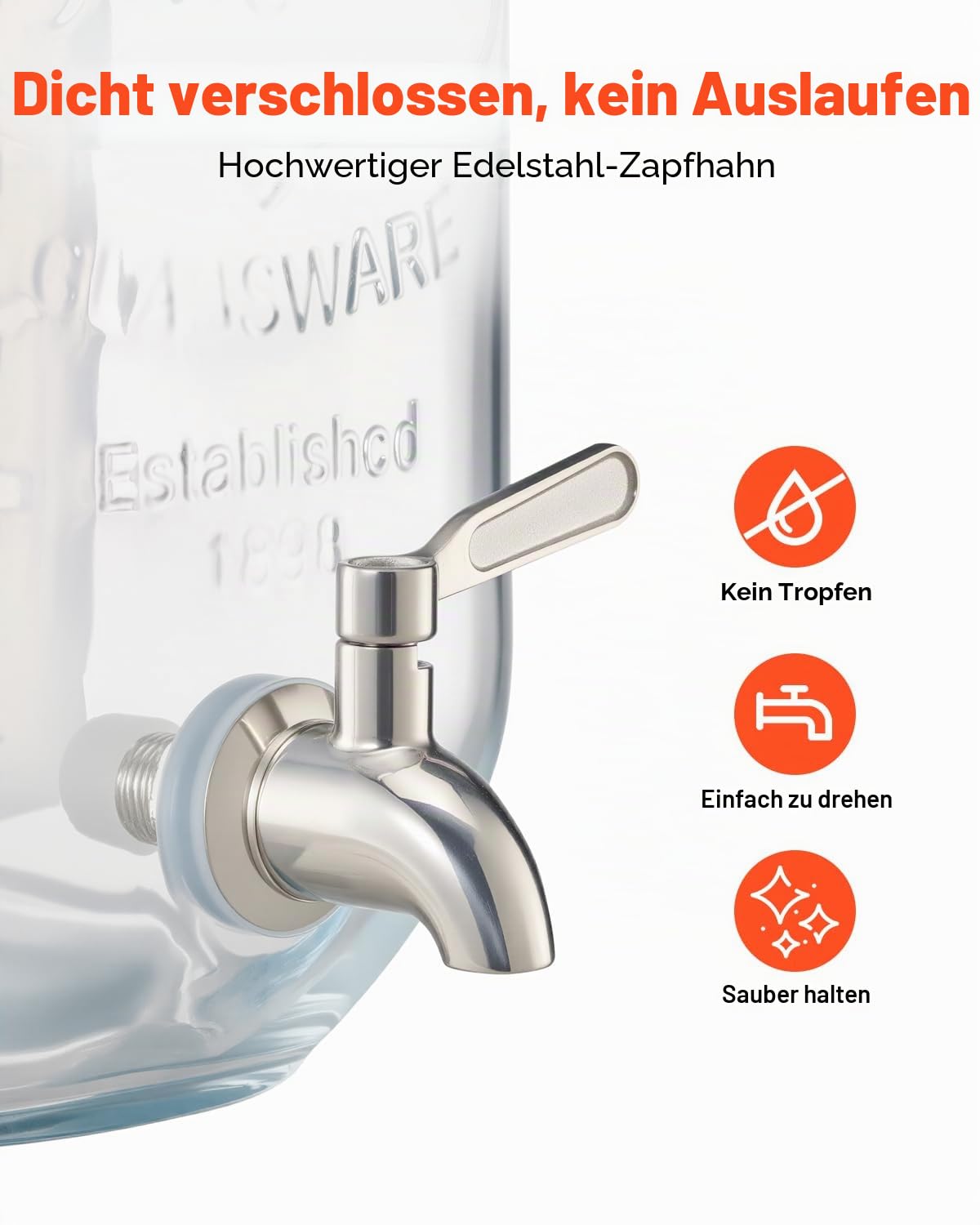 VEVOR Getränkespender (2 x 3,8 L) für Partys Saftspender (aus Glas) mit tropfsicherem Zapfhahn & Holzständer Wasserspender für Restaurants Partys, Limonade Eistee selbstgemachte Getränke Spender