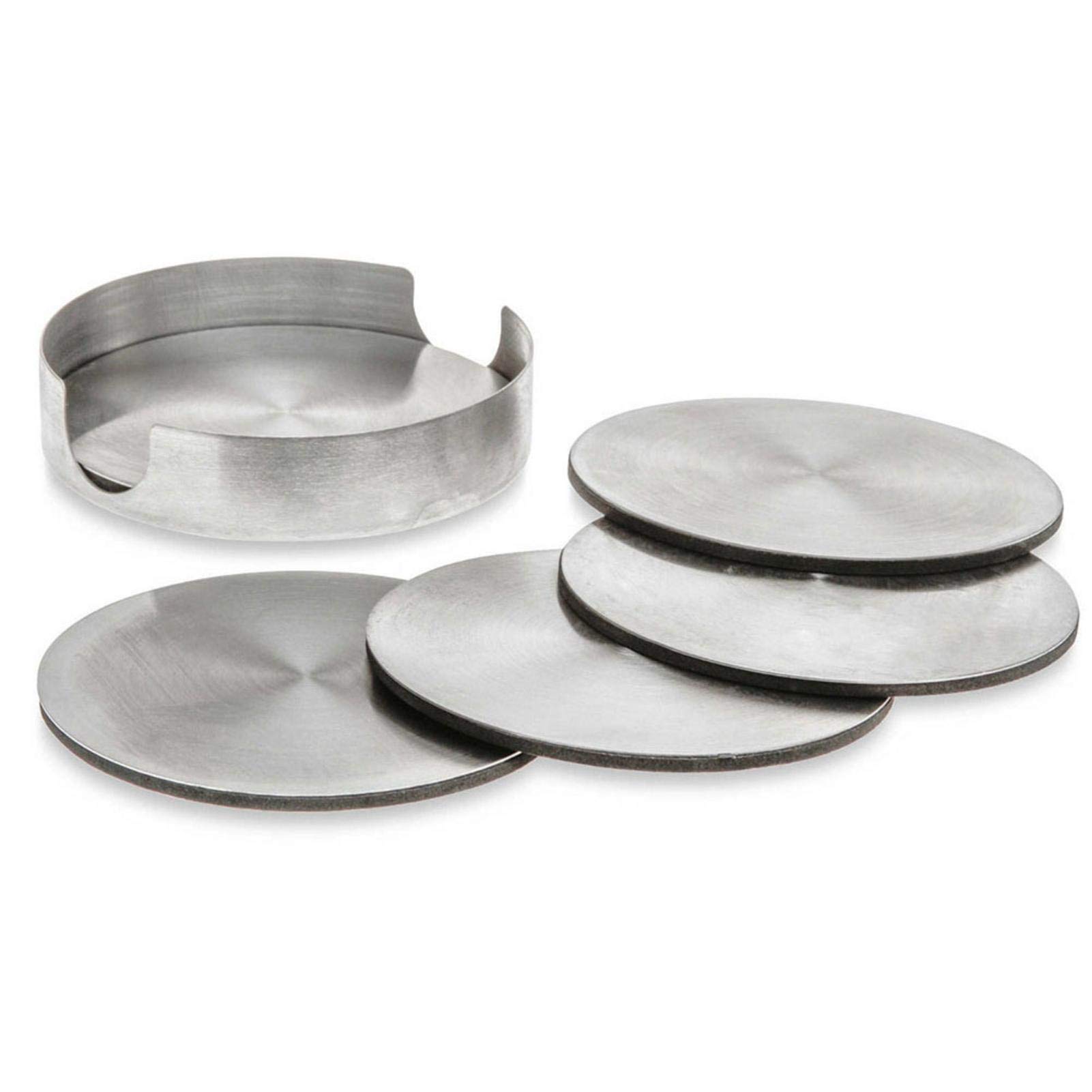 Dequate6 PCS Stainless Steel Coaster To Prevent Stains And Scratches,coasters Hotel Beer Cup Holder Placemat Set Metal Heat Insulation EVA Protector
