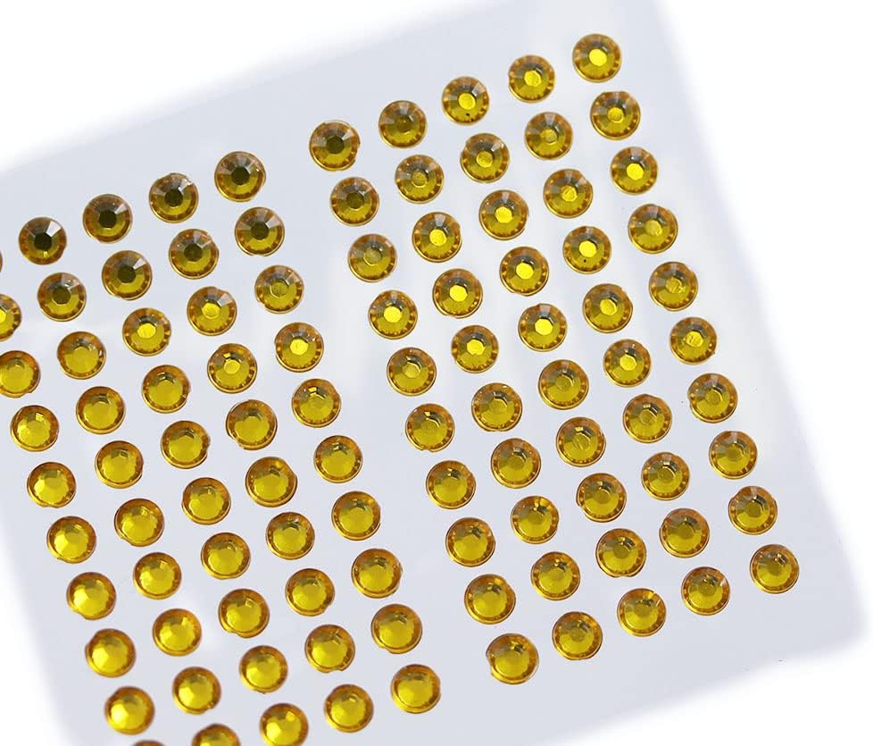 4mm SS16 Amber Self Adhesive Acrylic Rhinestones Plastic