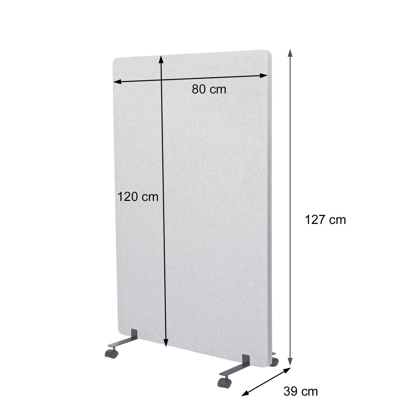 Akustik-Trennwand HWC-G77, Büro-Sichtschutz Raumteiler Pinnwand, doppelwandig rollbar Stoff/Textil - 127x80cm braun-grau