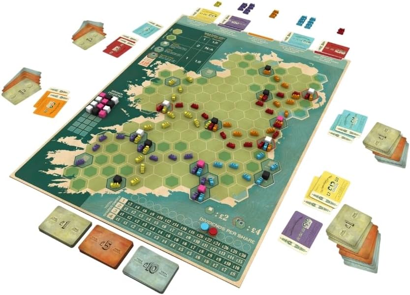 Capstone Games Irish Gauge Strategy Board Game for Ages 15+ | Economic Railroad Investment with Auction Bidding and Shareholding, Route Expansion, Euro Style Railway Network | 3-5 Players | 60 Min