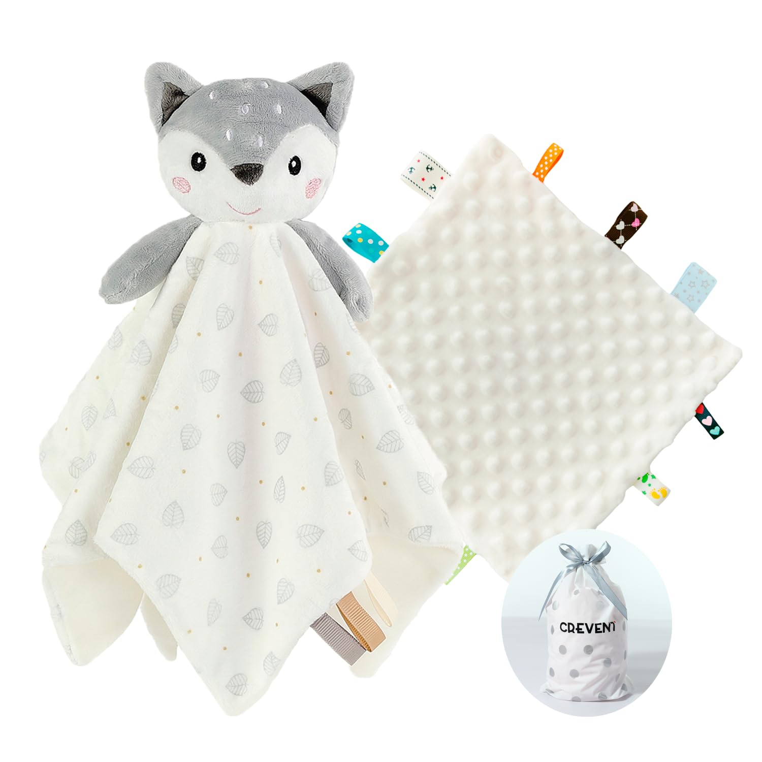 CREVENT Accogliente coperta di sicurezza in peluche, per neonati e ragazzi, regalo di compleanno (cervo + etichetta)