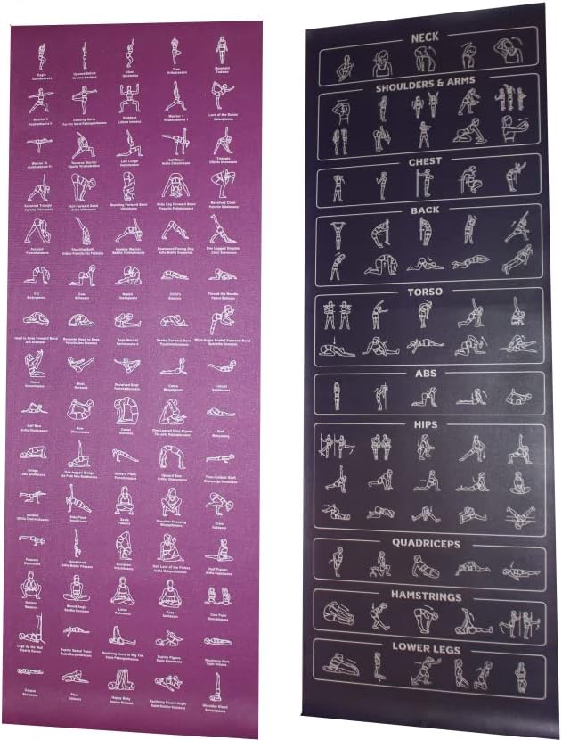 Beginner Instructional Yoga Mat with Poses Printed On It