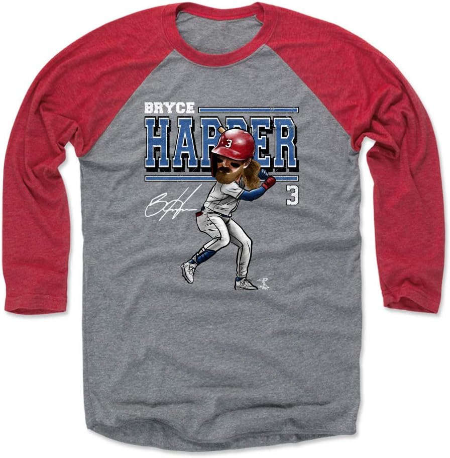 500 LEVEL Bryce Harper 3/4 Sleeve Raglan T-Shirt - Bryce Harper Cartoon