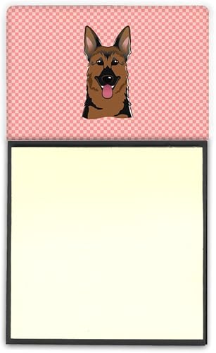Caroline's Treasures BB1211SN Tablero de ajedrez rosa pastor alemán titular de notas adhesivas, dispensador recargable, blocs de notas