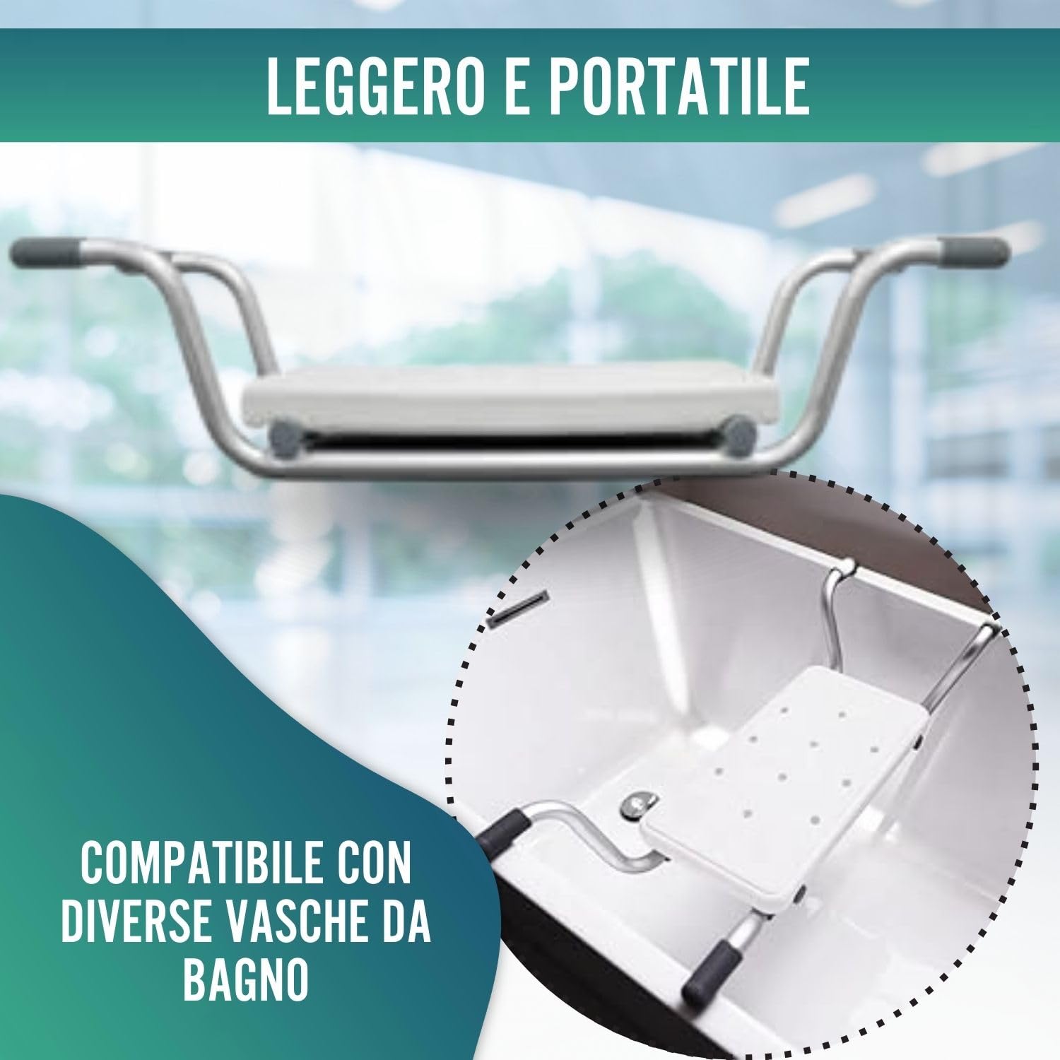 OrtoPrime Sedile Vasca da Bagno Antiscivolo - Sedile per Vasca da Bagno per Adulti e Anziani - Sgabello Vasca da Bagno Ergonomico - Sedile Sicurezza per Vasca da Bagno