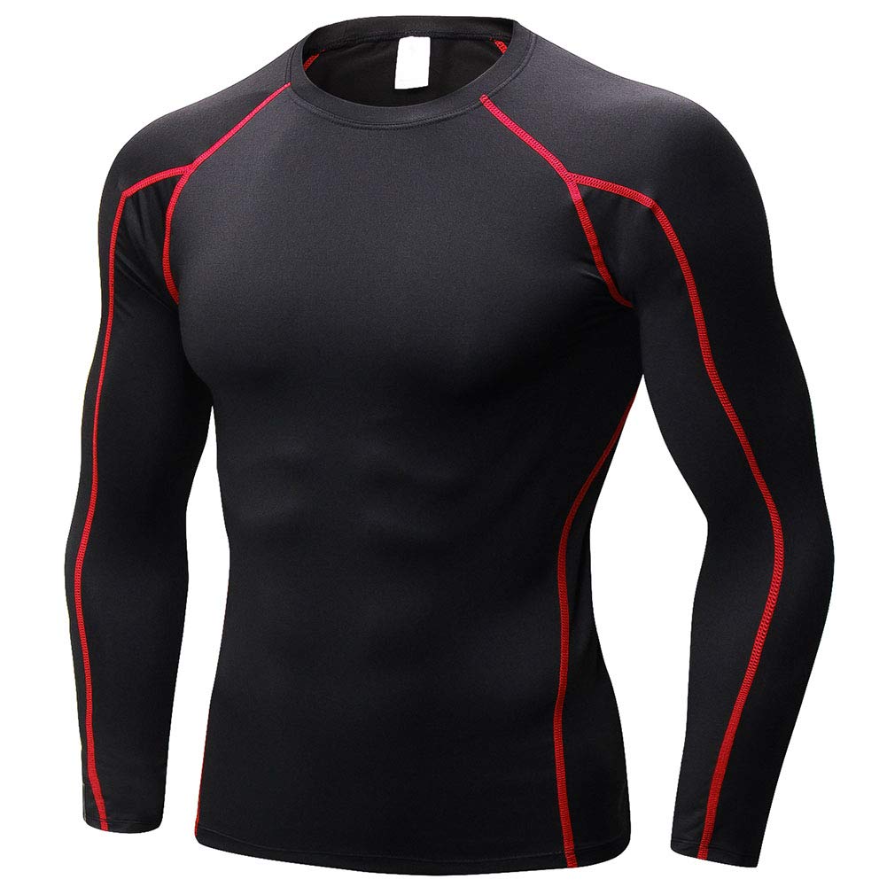 Shengwan Base Layers Men Long Sleeve Running Tops Gym Athletic Training Compression T-Shirts