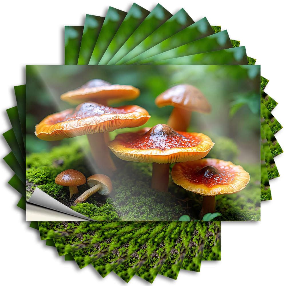 Custom Hat Funny Sticker | Golden Mushrooms Grow Amidst Vibrant Green Moss Tiny Durable Vinyl Sticker Easy Apply for Gamers(12X18CM)