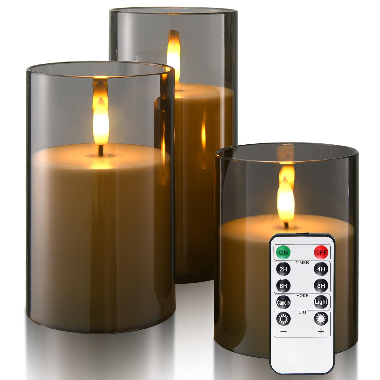 Flameless Candles Battery Operated Candles- Flickering LED Candles with Realistic 3D Buld and Remote Control &Timer for We...