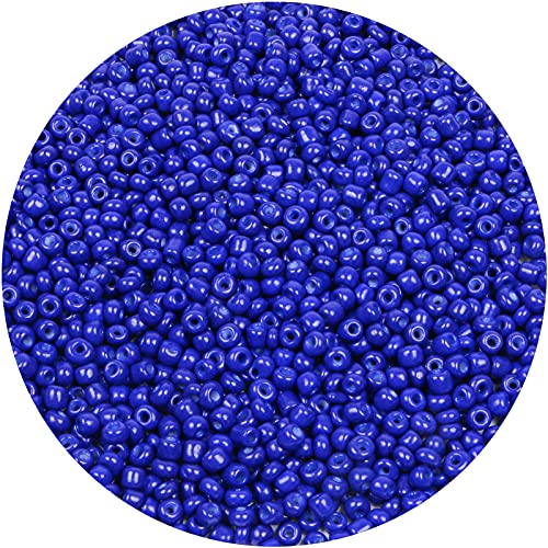 MIKIMIQI 2200pcs Glass Seed Beads Bulk, 4mm 6/0 Pony Beads Bulk for Jewelry Making Mini Spacer Beads Loose Beads Craft Small Glass Seed Beads for DIY Bracelet Wrist (Royal Blue)