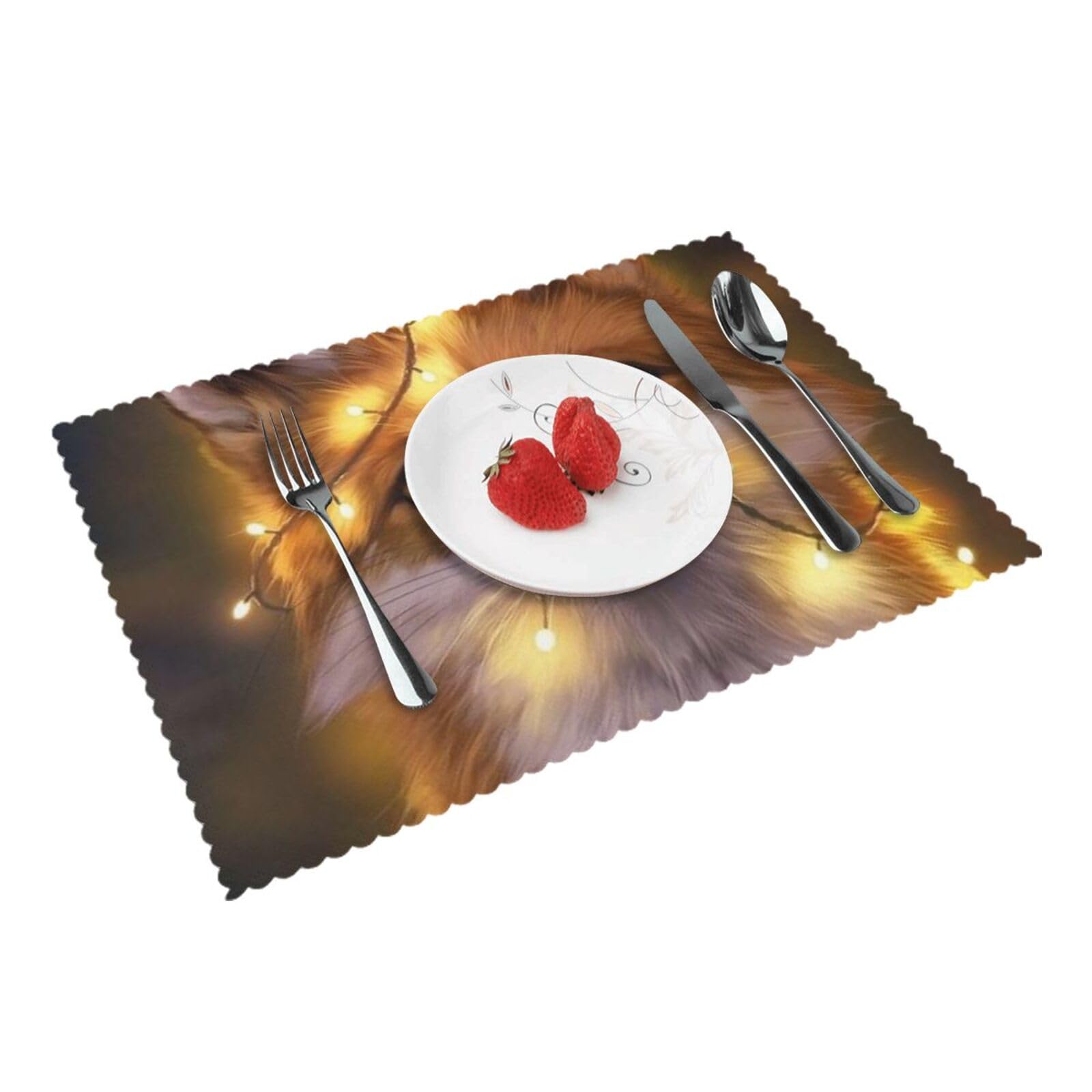 Bnvsadc Cute Fox 4 Pcs Heat Resistant Placemat 45X30 Cm, Printed Non-Slip Place Mats For Kitchen Dining Table Indoor Outdoor