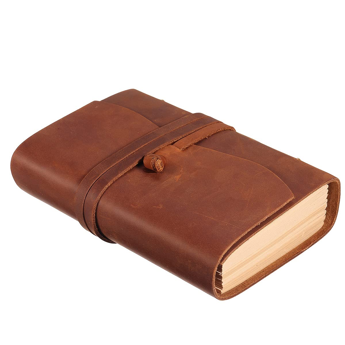 Retro-Kuh-Leder-Journal 400P leeres Papier-Skizzenbuch handgemachte Band mit Hebeteil-Notebook