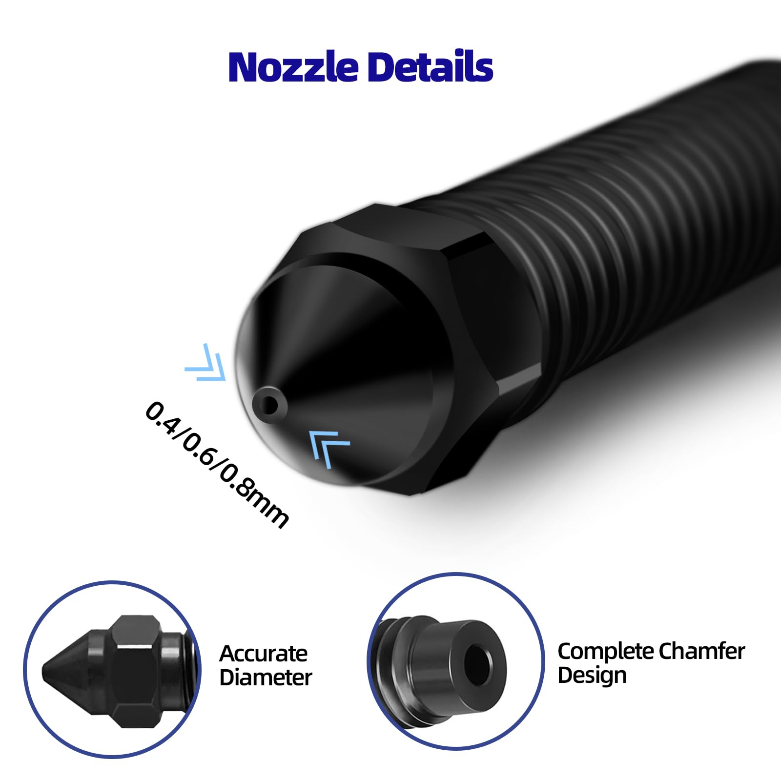 IdeaFormer 5 szt. 0,8 mm dysza ze stali hartowanej do Elegoo Centauri Carbon, dysza ze stali hartowanej z 2 silikonowymi dyszami do dysz Centauri Carbon Nozzles