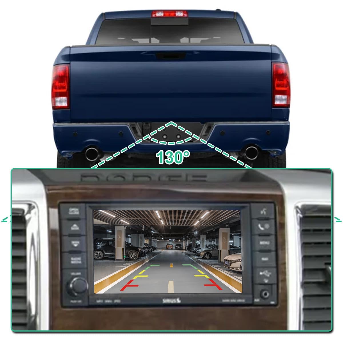 56054041AD Rear View Backup Camera Fit for Dodge Ram Truck 1500 2500 3500 2009-2012, GreenYi Parking Assist Cam Replaces OE Number 56054041AA/AB/AC/AD/AE, 56054164AA/AB/AC/AD, 68044906AA/AB/AC/AD/AE