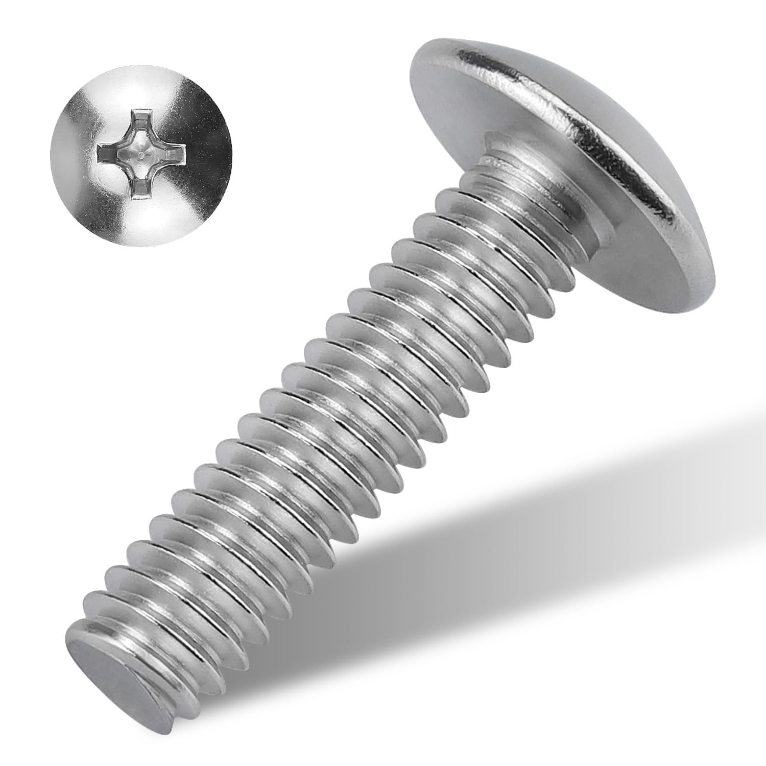 Eastlo Fastener #10-24 - Viti A Testa Truss, Phillips Drive, Filettatura Completamente A Macchina, In Acciaio Inox 304, Finitura Brillante 10#-24 X 3/4"-image