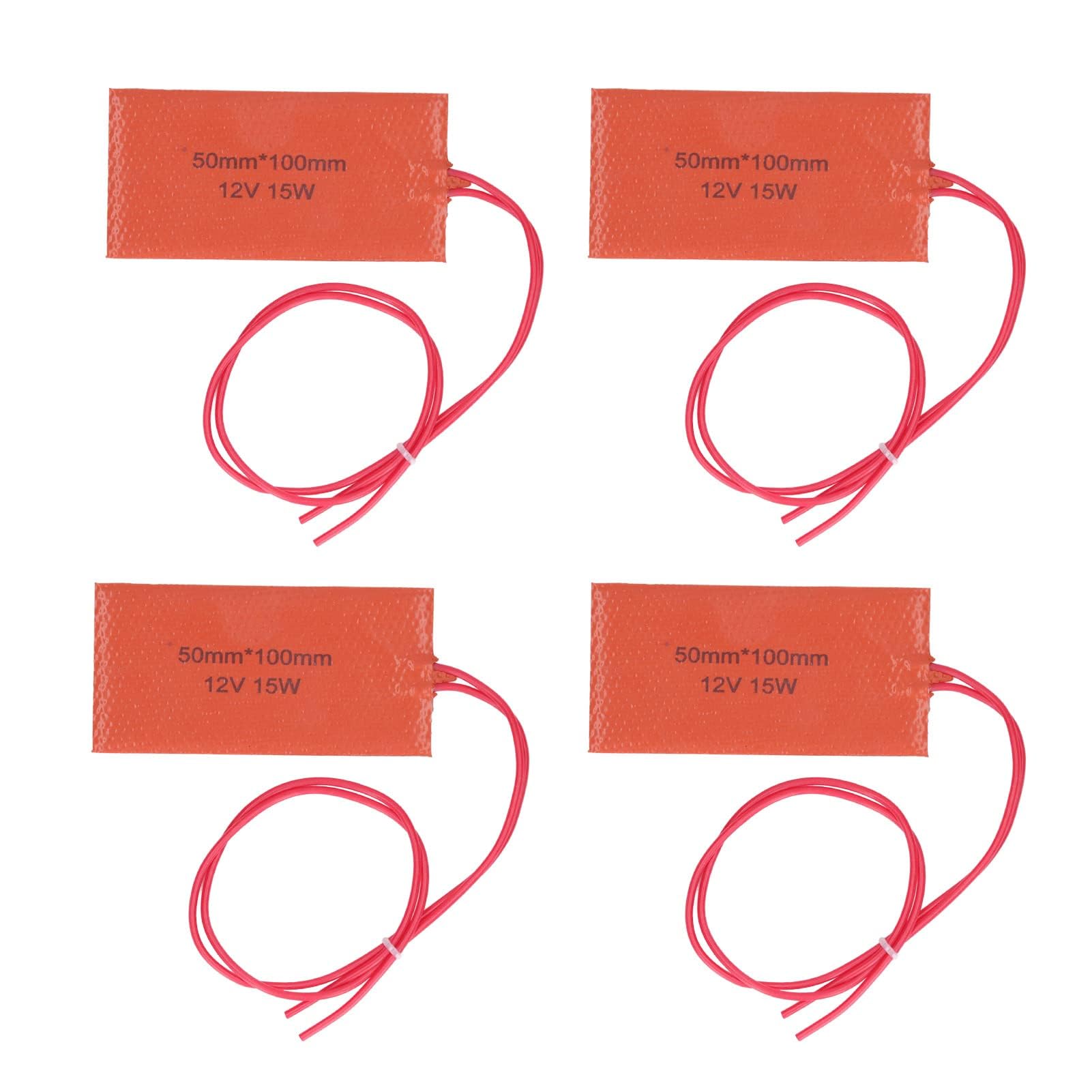 4 Uds Almohadilla Calefactora de Silicona Flexible 12V 15W, Manta Eléctrica de Goma de Silicona para Tambor de Aceite, Tuberías y Equipos Industriales, Mantenimiento de Temperatura