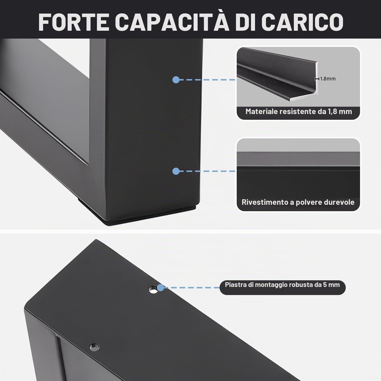 Gambe da Tavolo, 2 Pezzi Struttura Tavolo, Strutture Quadrate Stile Industriale DIY per Tavoli da Caffè, Tavoli Soggiorno, Mobili, Gambe in Metallo per Piano di Lavoro, Quadrato L80 cm X H71 cm