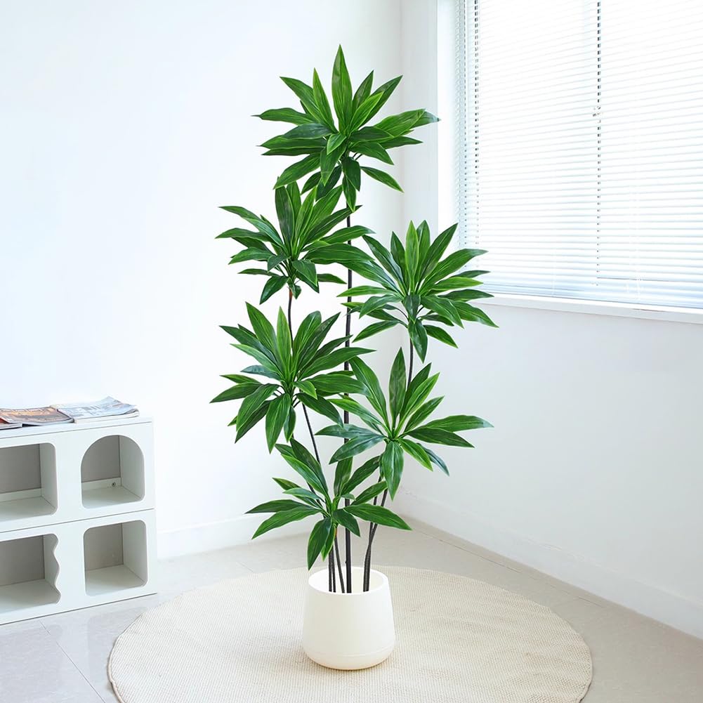 SWENEEN Indoor High-Simulation Artificial Dragon Blood Tree,150/180Cm High,With Flower Pot,Large Imitation Floor Plant,Indoor Potted Imitation Tree,For Home Decoration,D High 150,A High 180cm