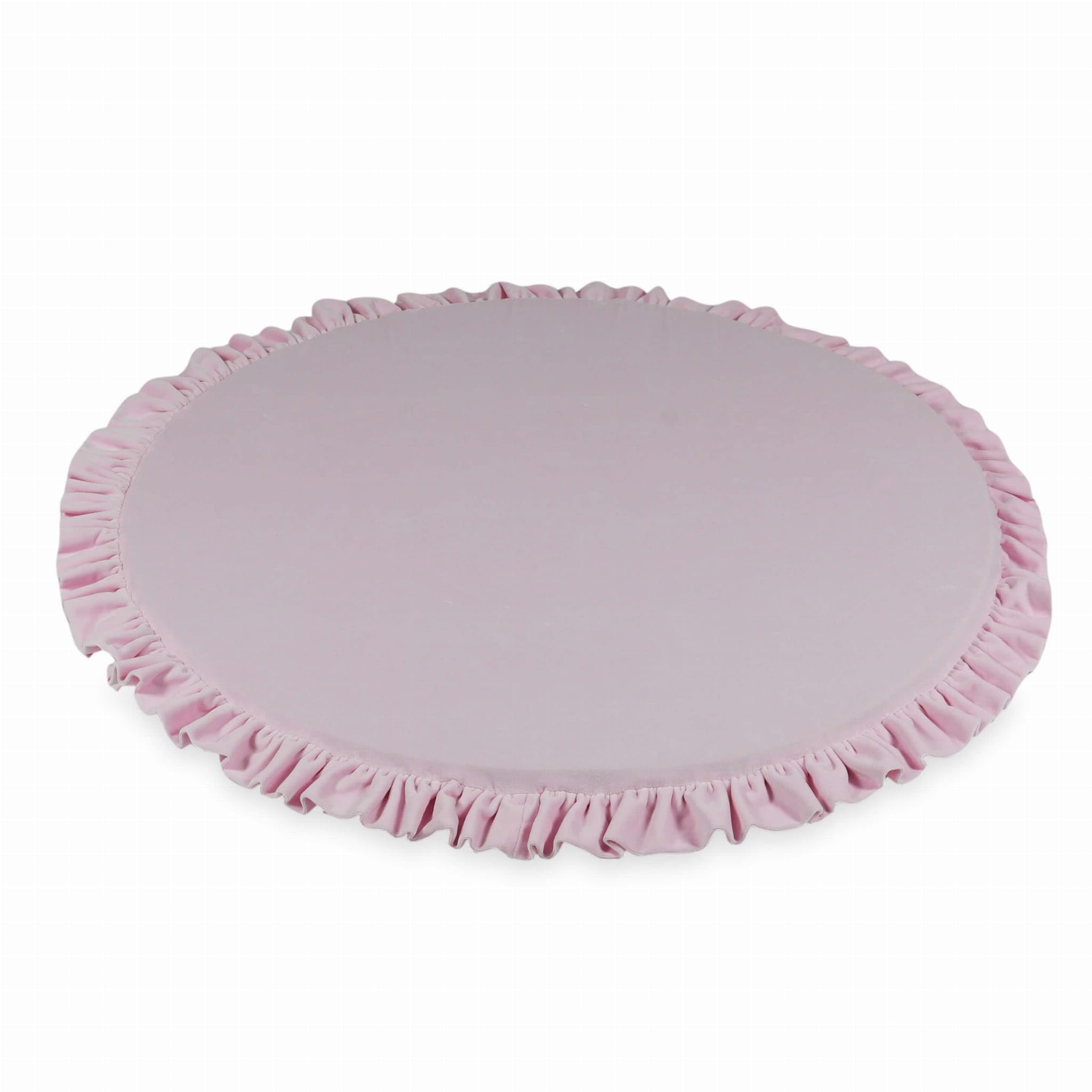 Mimii Baby Spielmatte 100 cm Rund mit Rüsche velvet soft hellrosa - Krabbelmatte aus Schaumstoff - Bodenmatte Kinderzimmer - Spielteppich Baby - Sicher & Waschbar