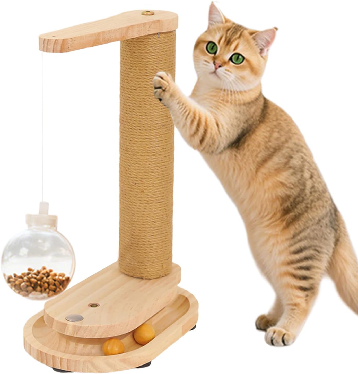 Cat Scratcher, with Treat Dispenser and Sisal Rope Toys | Tall Scratching Post for Indoor Kittens - For Puppies of All Breeds and Sizes at Home for Enriquecimien