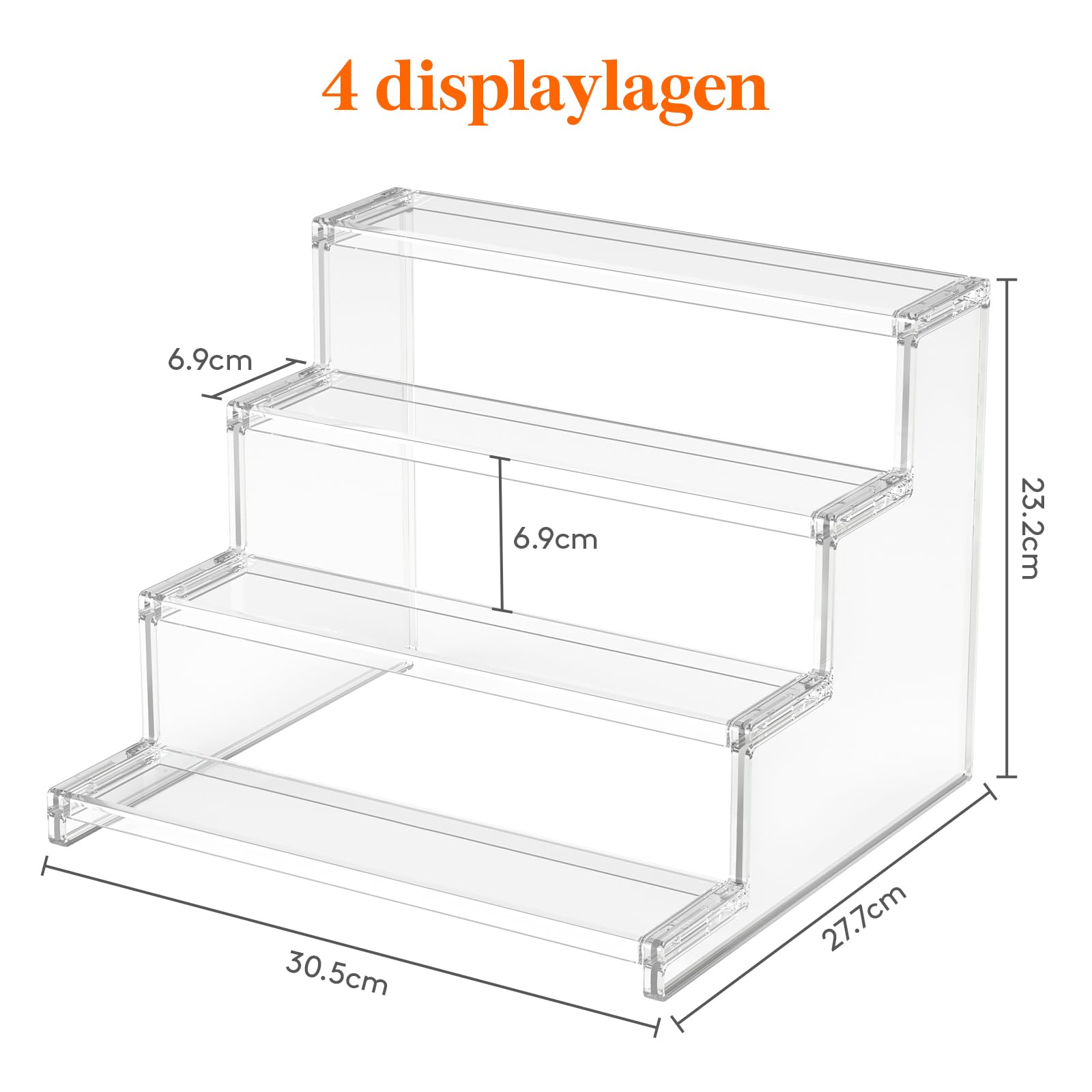 Lifewit 4 Levels Transparent Display Stands, Plastic Stands for Display, Plastic Organizers for Figures, Cupcake, Dessert, Desktop Display Stand for Organizing and Decoration