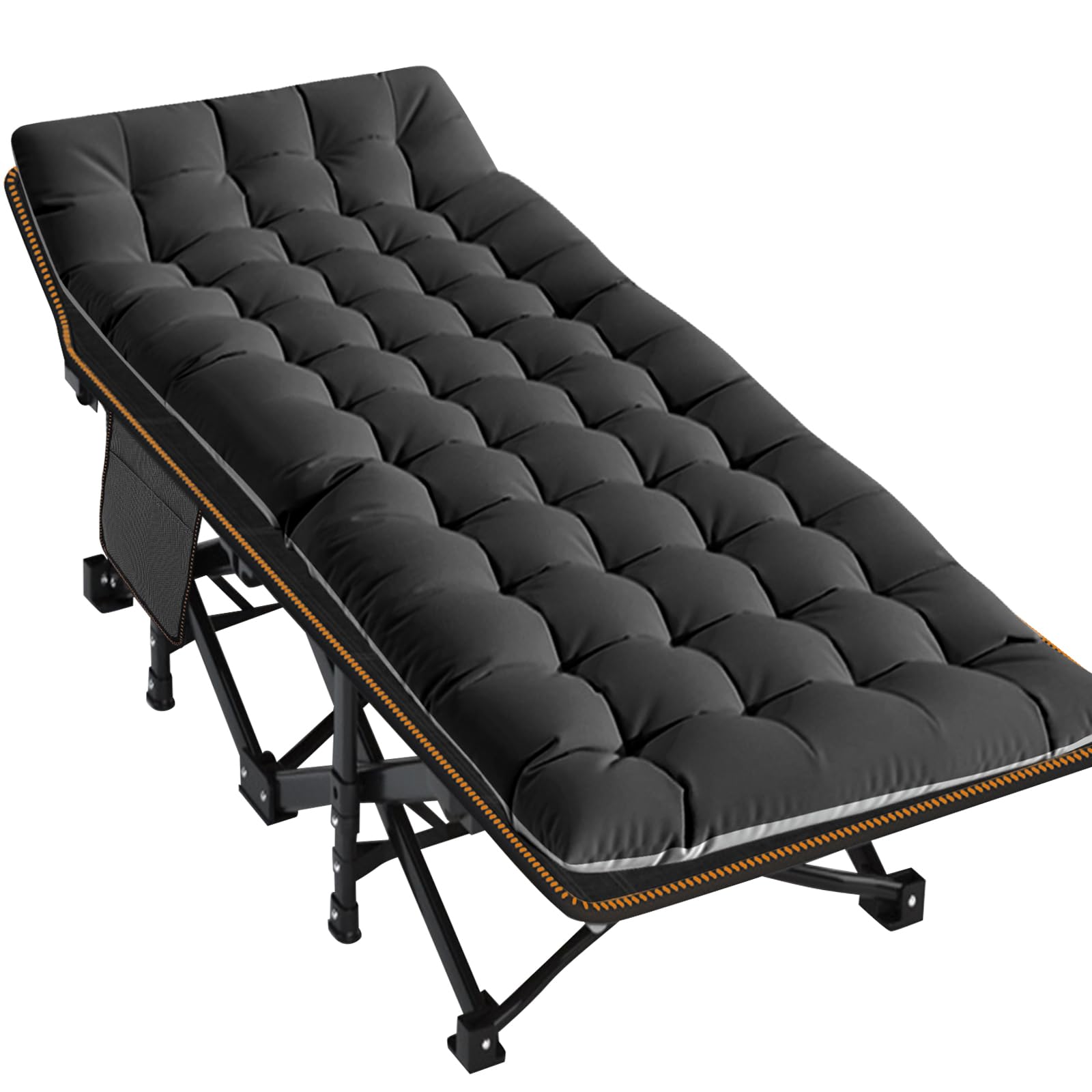 MOPHOTO Lit de camping pliable surdimensionné pour adulte - 198 x 81 cm - XXL - Robuste - Lit de couchage portable pour adulte - Lit de camping d'extérieur avec matelas pour la maison, le camping