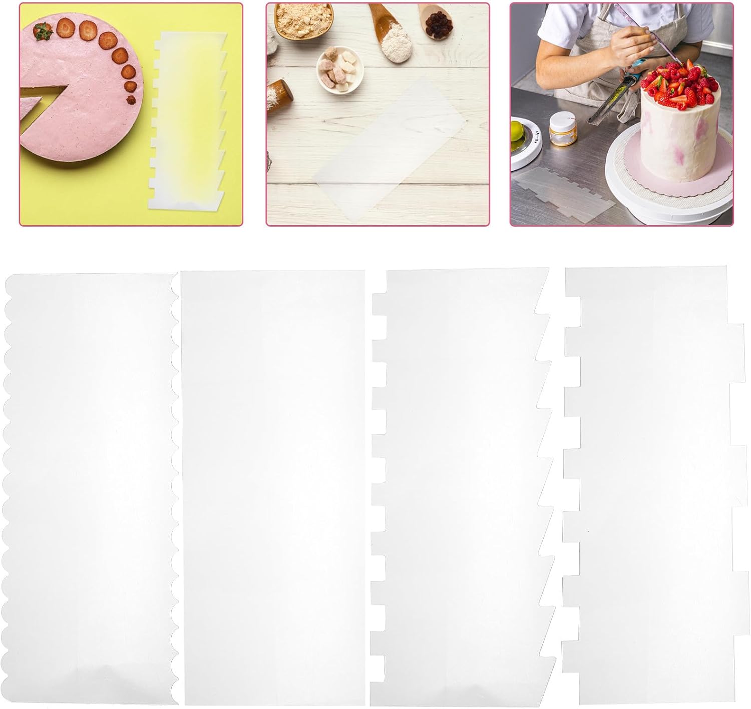 4pcs Acrylic Cake Decorating Scraper Set for Kitchen Baking