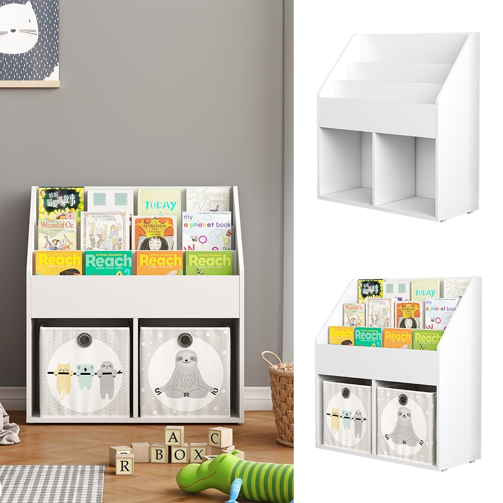 Vicco Kinderregal Conny, Weiß, 72 x 79 cm mit großen Ablagen, geeignet zur Aufbewahrung von Spielzeug und Büchern