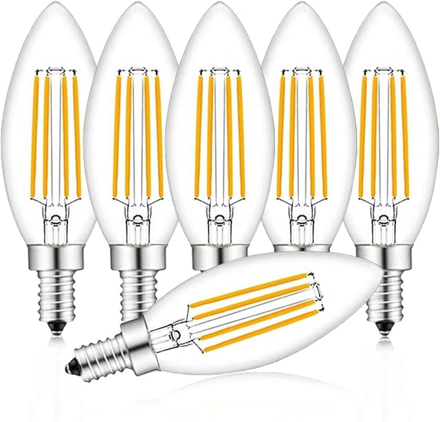 E14 LED Candle Bulbs, 4W Equivalent to 40 Watt Small Screw Light Bulbs, Non Dimmable, Warm White 2700K, 470lm, Pack of 6