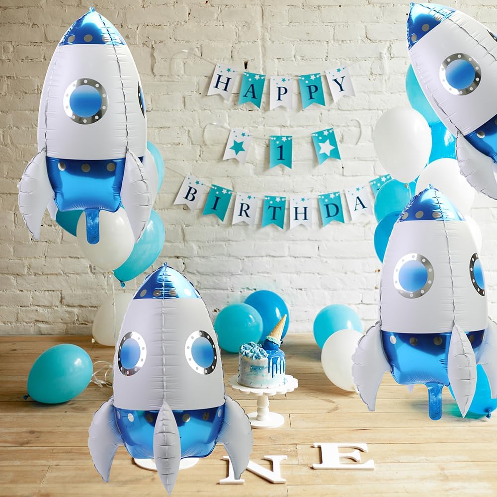 Weltraum Party Ballon-Set – Mit Rakete, Mond, Sternen & Zahlen, Für Geburtstag & Raumfahrt-Deko